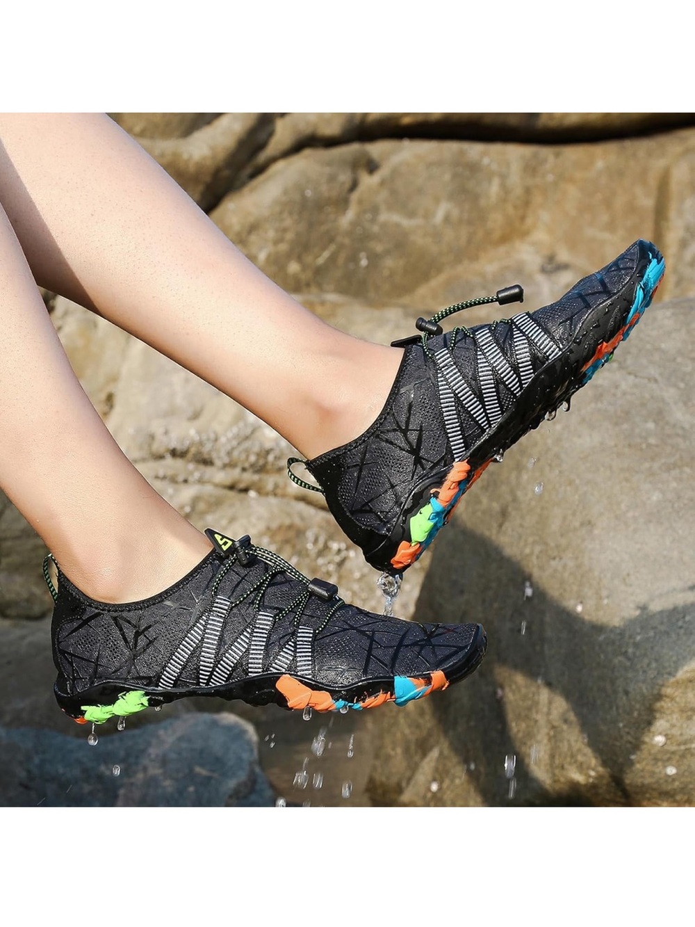 Unisex Gray Water Shoes with Neon Accents